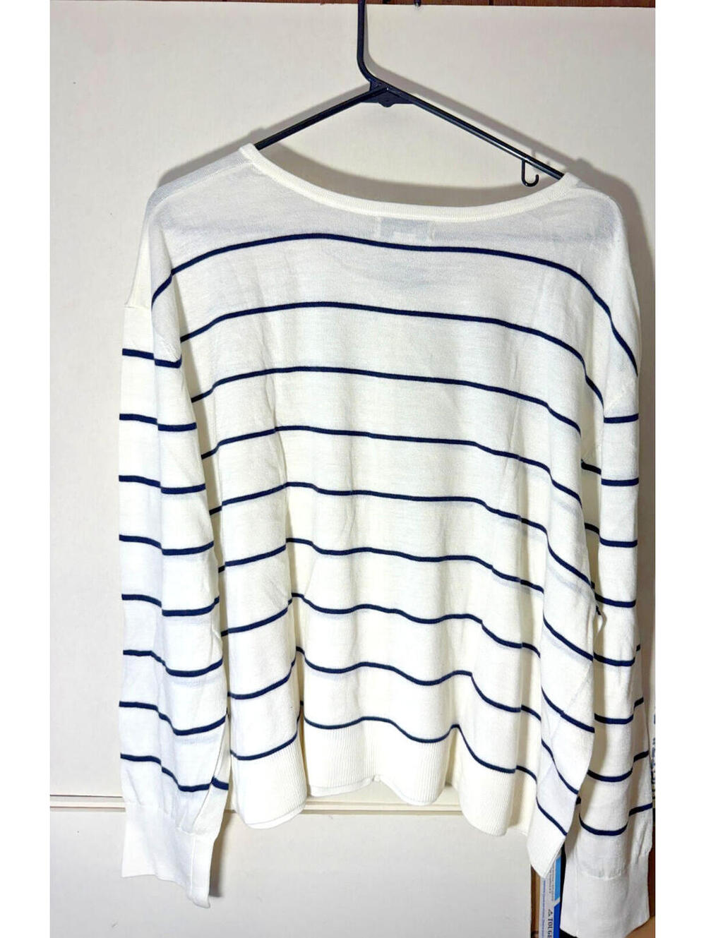 Ava & Viv Blue and White Stripe Women's Button Up Sweater, NWT, 4X - Picture 5 of 5